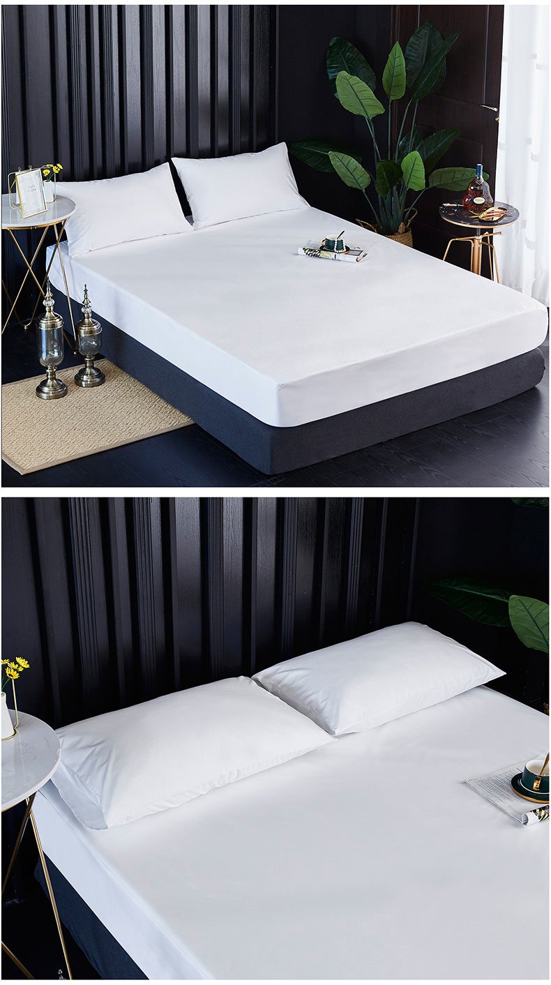 Drap housse imperméable pour hôtel et maison, protège-matelas anti-urine, uni blanc brossé, 140*200+30cm - 9
