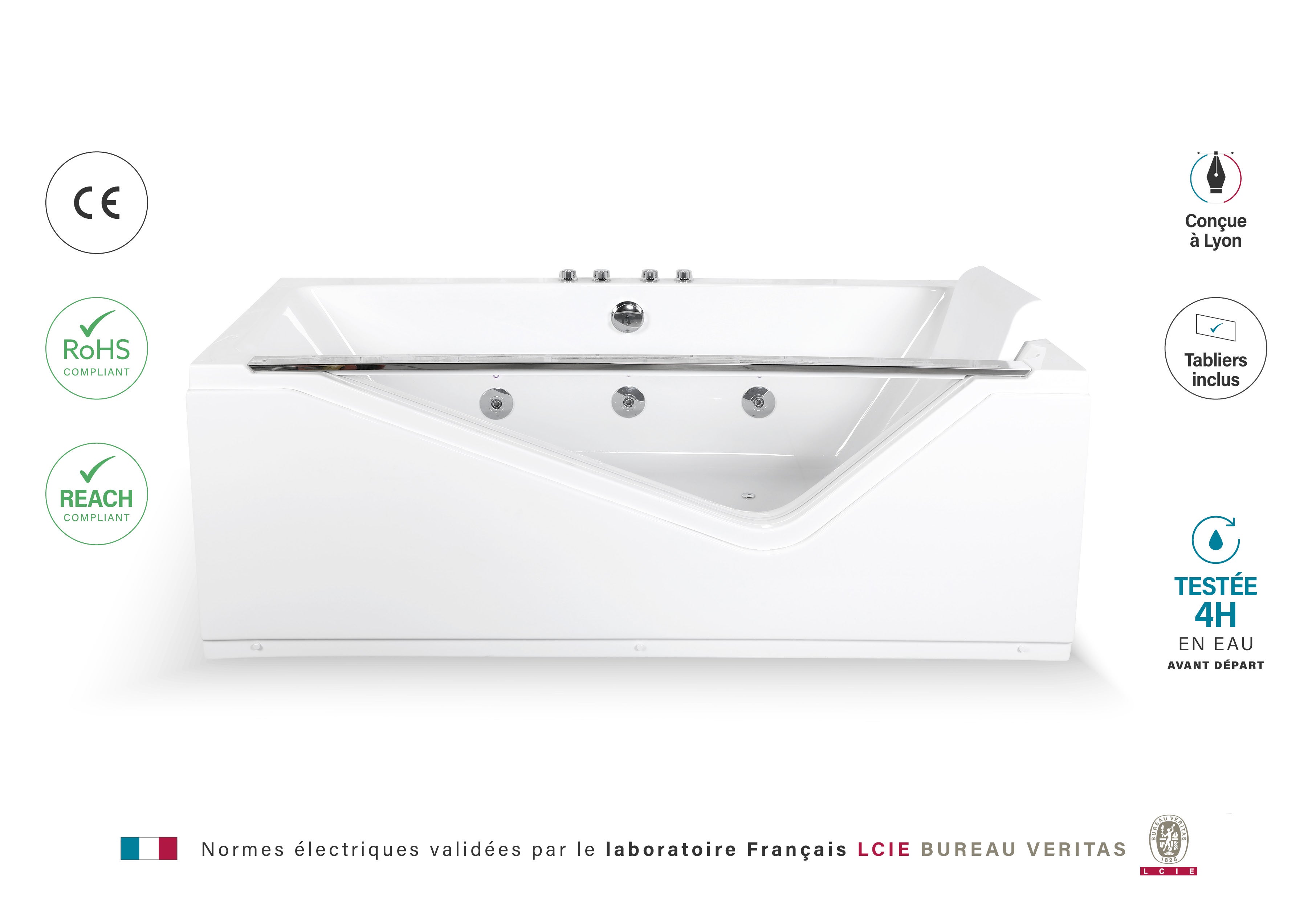 Baignoire balnéo droite INDRA Wave L170xl80xH63cm, by SPALINA - 3