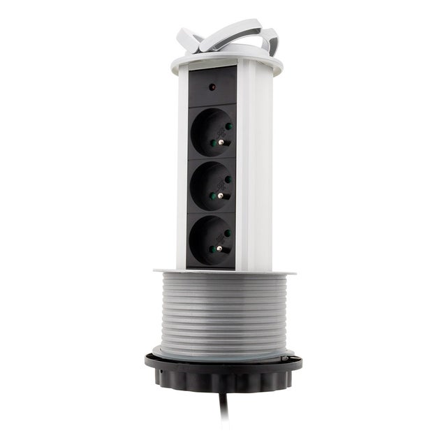 Bloc multiprise encastrable 3 prises 16A 2P+T Ø100mm - Gris - Otio