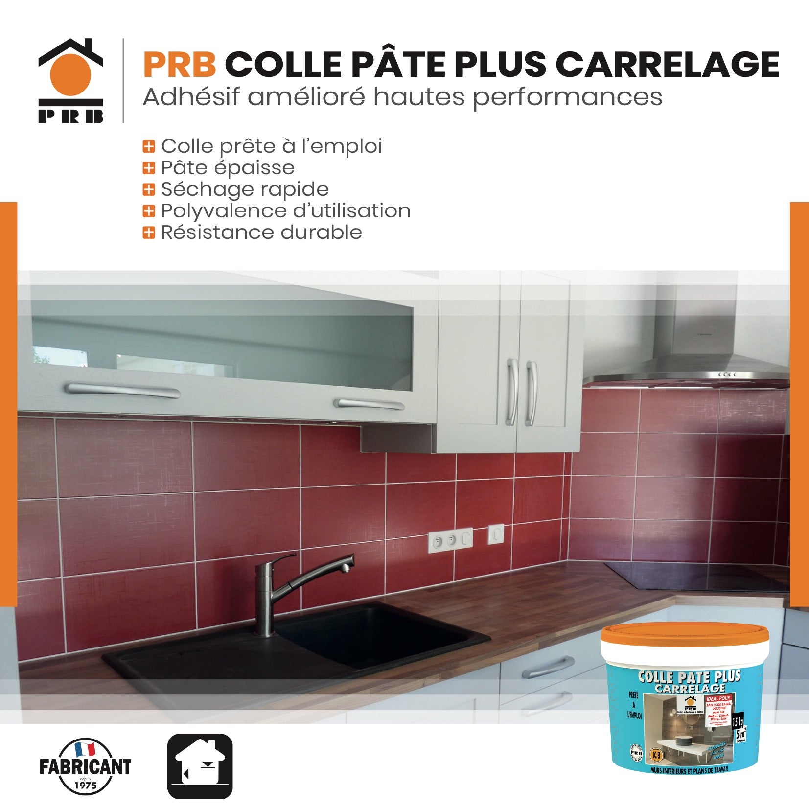 Colle Pâte Plus Carrelage 15kg - Prête à l’Emploi, Haute Adhérence - Pose de Carrelage Mural Intérieur - Tous Supports Standards - 2