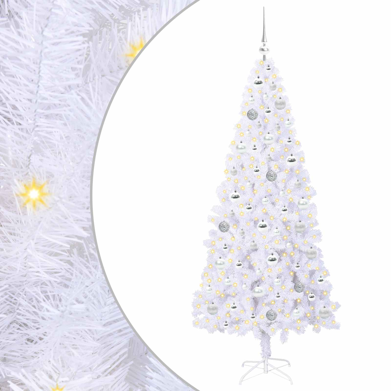 FENLAX Semi albero di Natale con supporto, 180 cm, altezza: albero di Natale, decorazione natalizia, albero di Natale artificiale, albero di Natale alto PVC e acciaio rosa