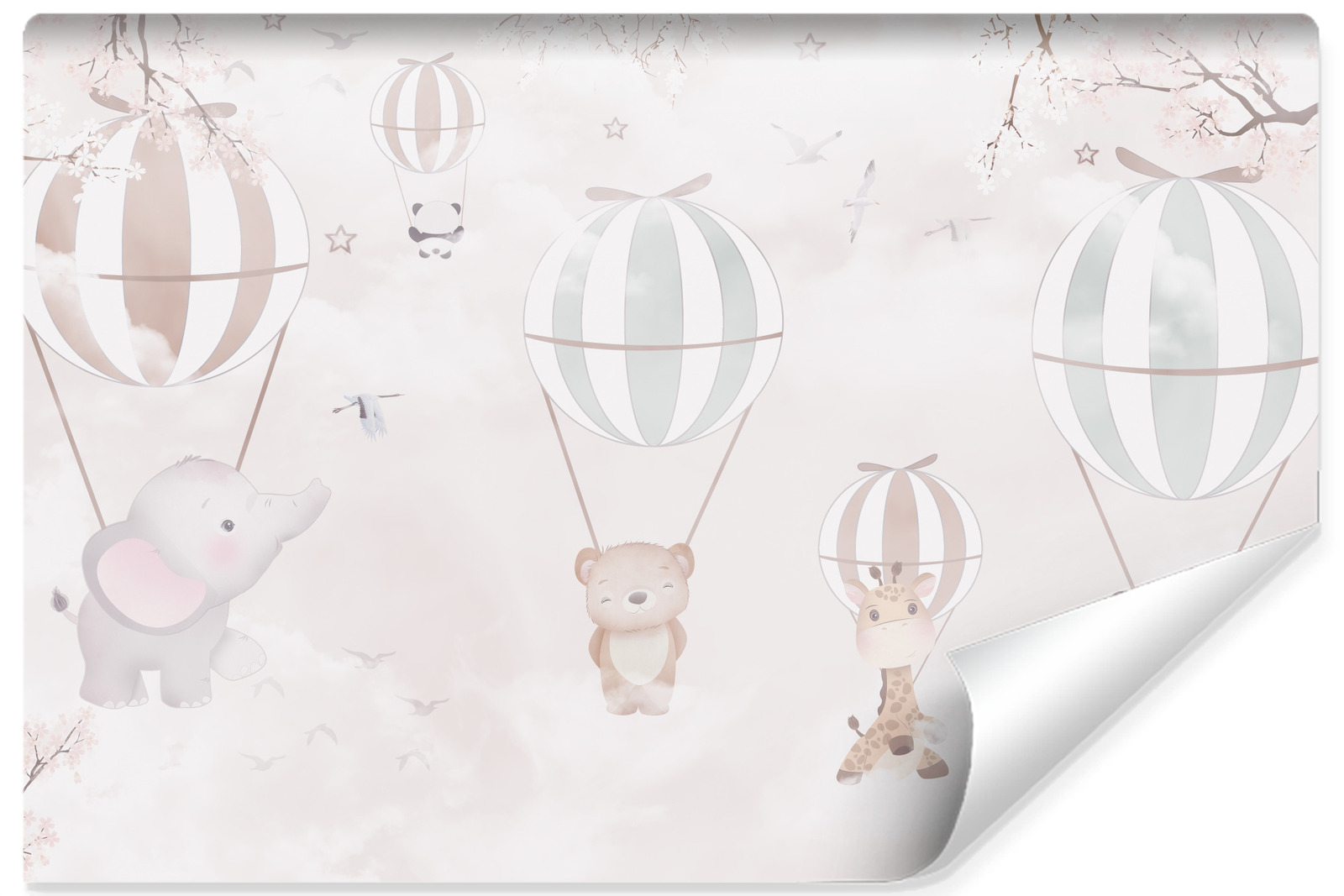 Papel pintado no tejido fotografia ballones animales flores para la habitacion de los ninos 315cm x 210cm