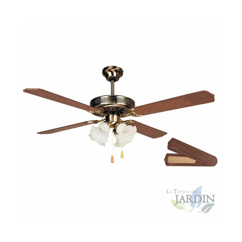 Ventilatore Da Soffitto 132 Cm Con Luce LED, Telecomando, Motore DC Reversibile Silenzioso E 3 Pale In Abs 98132608