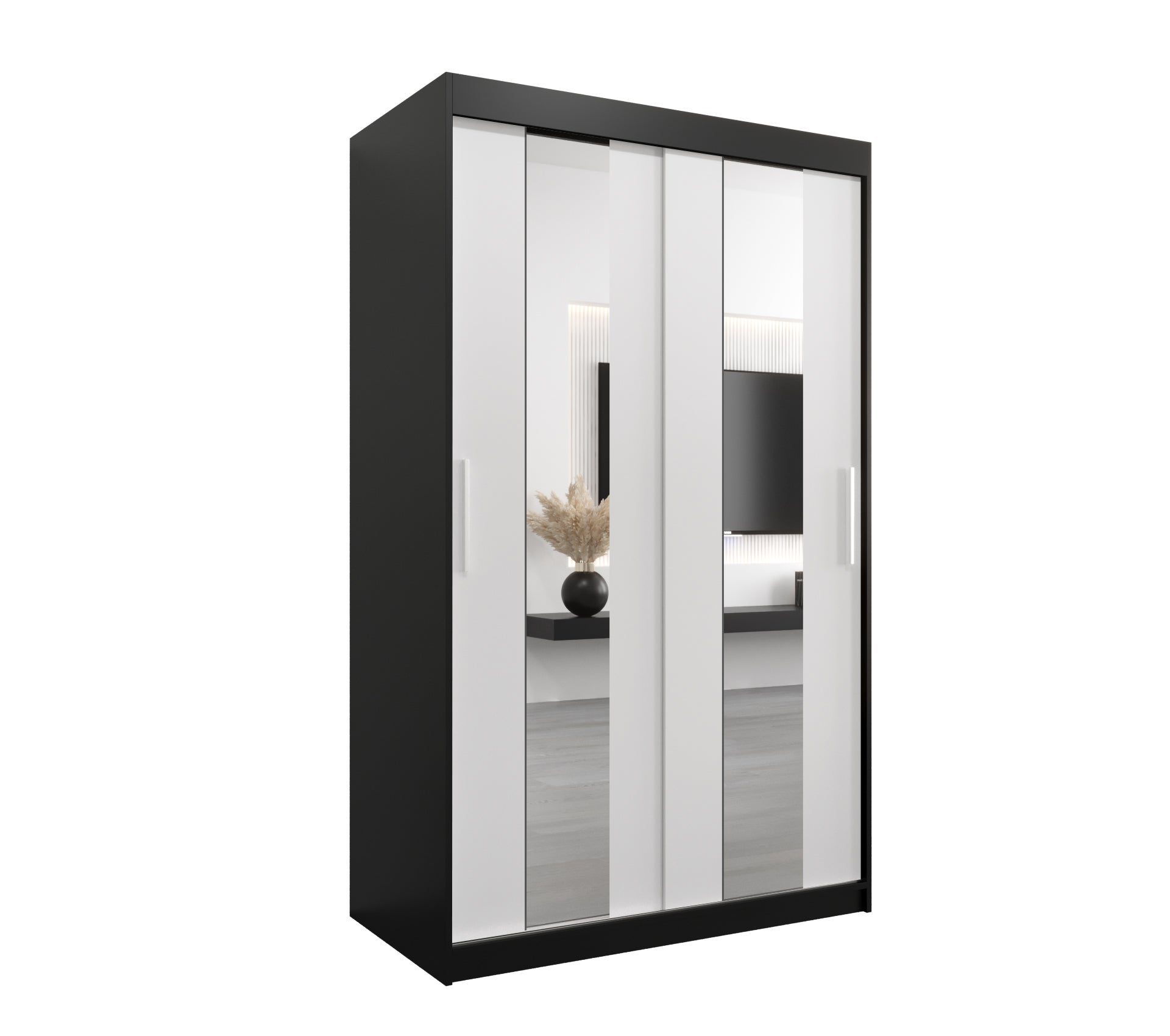 Szafa przesuwna garderoba POLE 120 x 62 x 200 cm Czarny + Biały - Abiks Meble