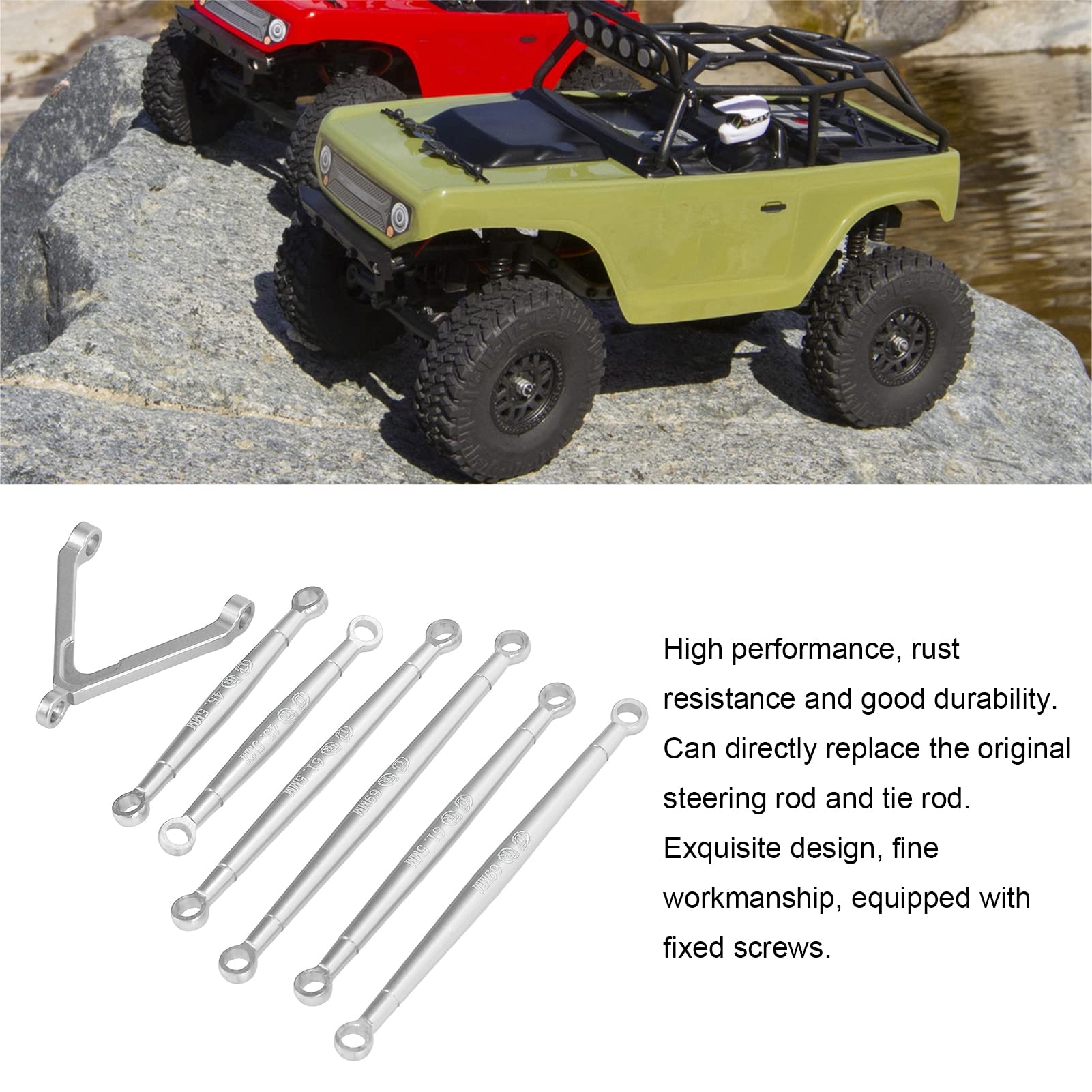 Asta di Collegamento dello Sterzo RCCollegamento dello Sterzo RC per AXIAL SCX24 1/24 RC CrawlerKit di Collegamento con Asta RC, Antivibrazione Facile Installazione Set di