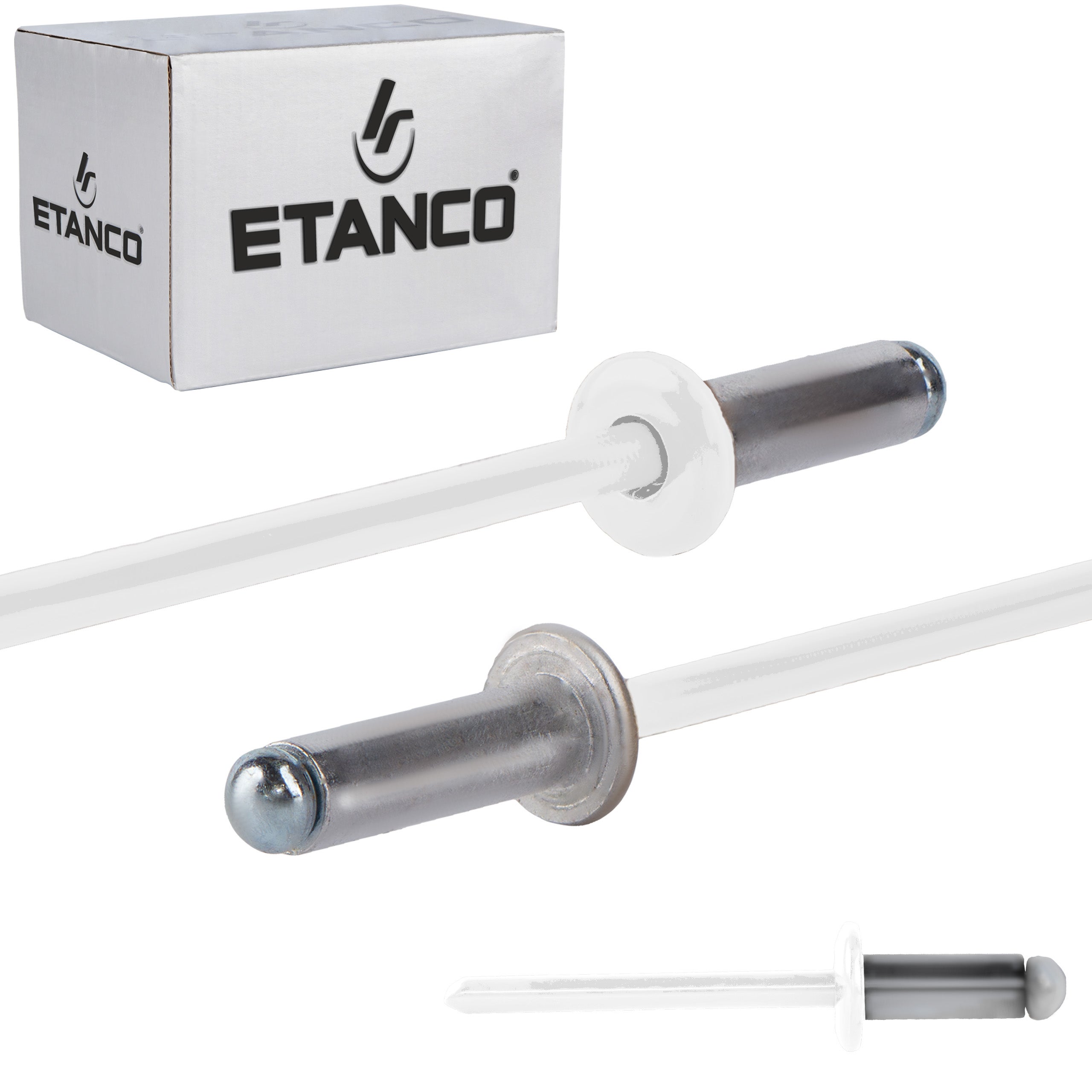 Nity otwarte aluminiowe Etanco Lakierowane RAL 9010 4,8x12 mm 500szt