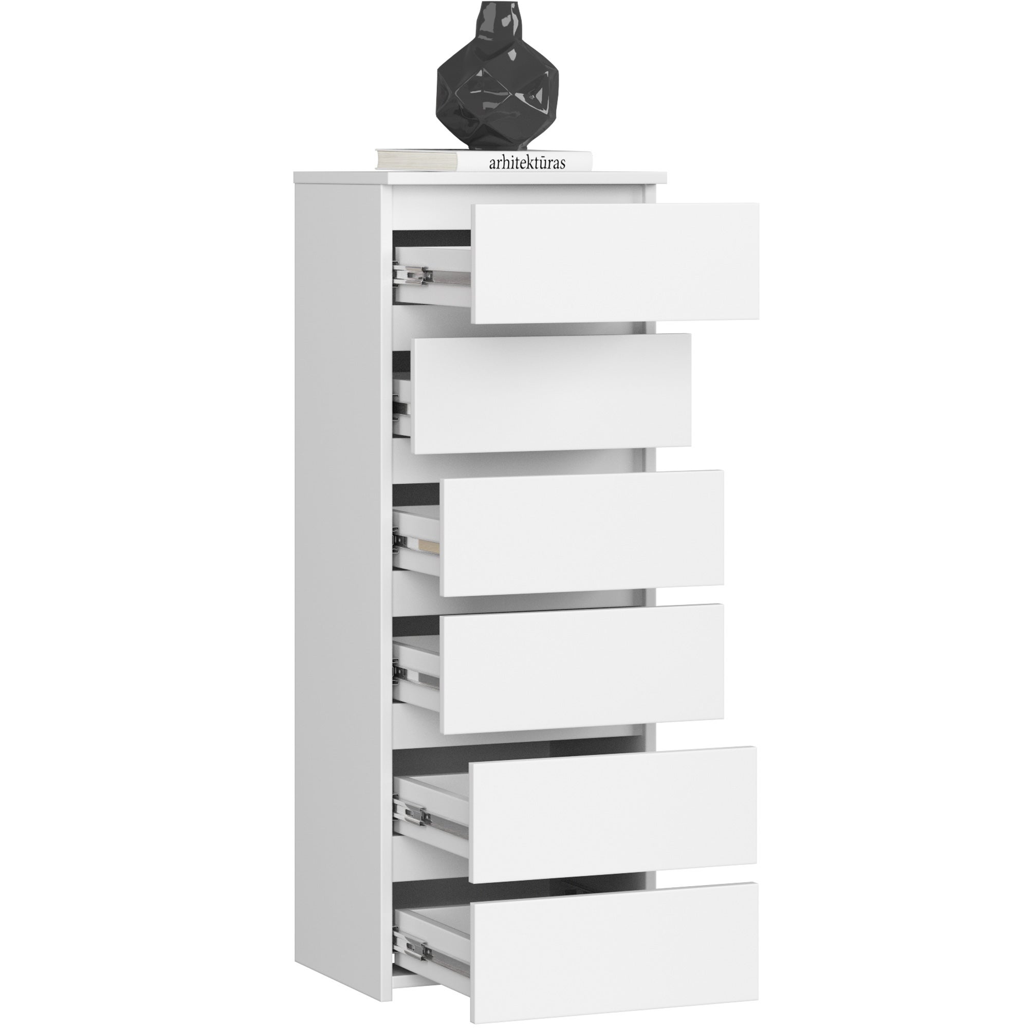 Commode AKORD CL6 Blanche 40 cm 6 tiroirs façade Blanche 40x35x109 cm - 2