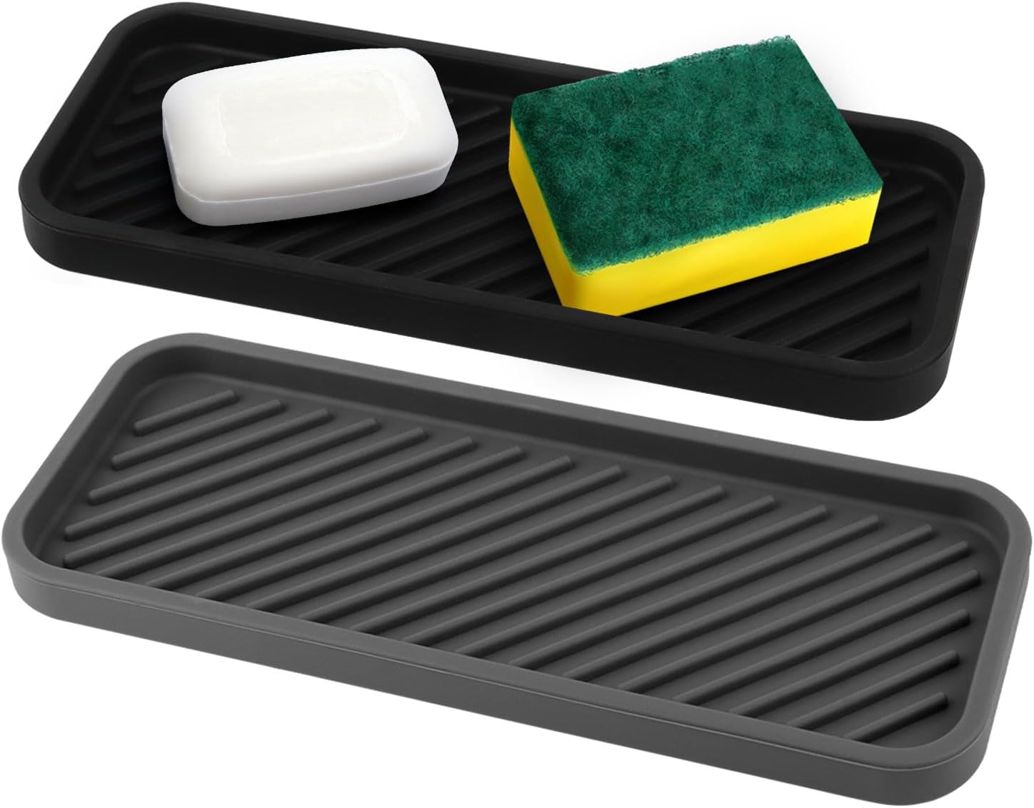 Silikonowy organizer do zlewu - 2 sztuki Maty ociekowe 22,8 cm x 9 cm - Stojak kuchenny do przechowywania gąbek, płynu do naczyń, mydła