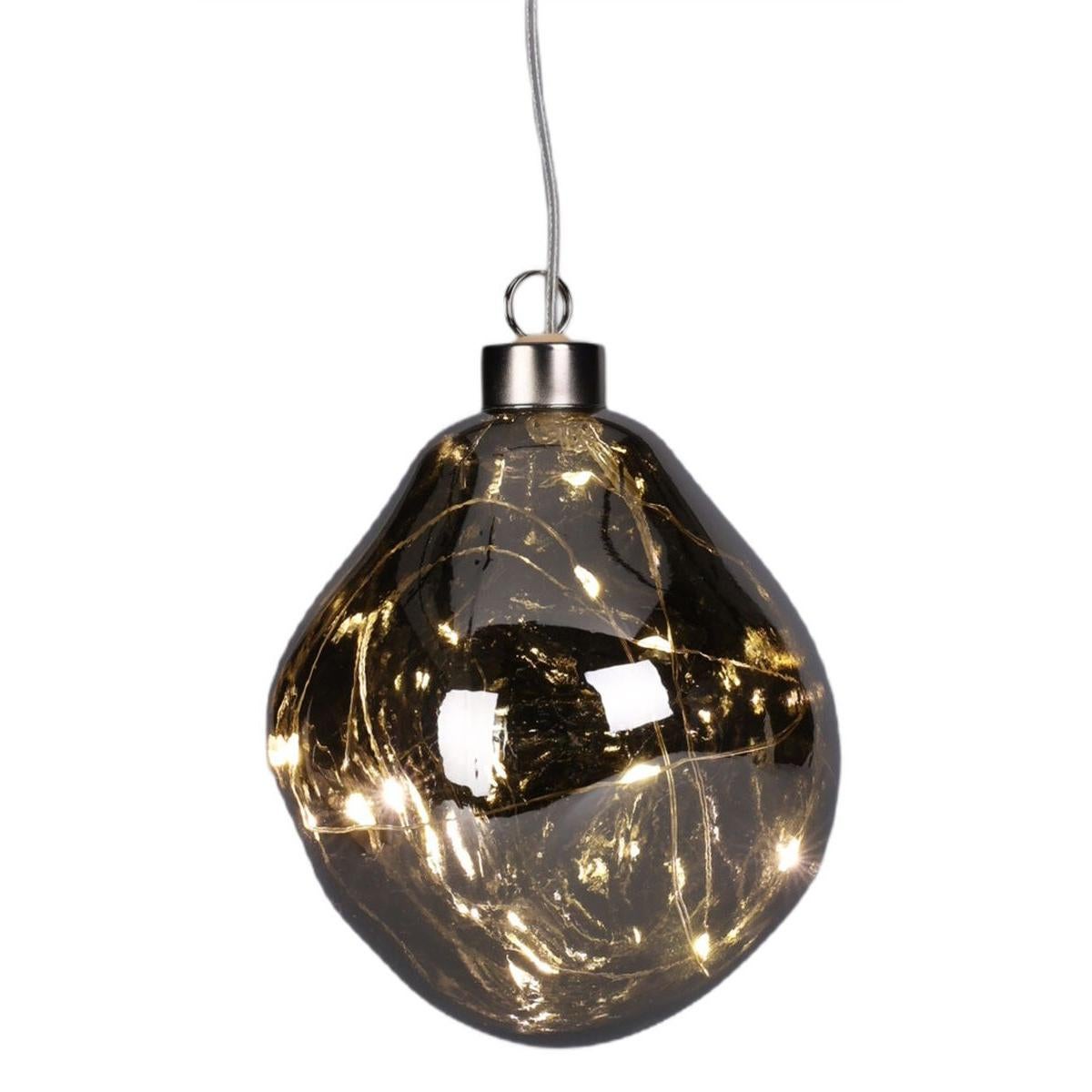 Bombka Formówka Szklana Kropla Led 10cm Silver
