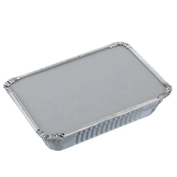 Zestaw 50 aluminiowych tacek z pokrywką - 26,5 x 19,2 x 6,5 cm - 2 000 ml - Aluminiowe naczynie do grillowania do pieczenia/zamrażania/przechowywania