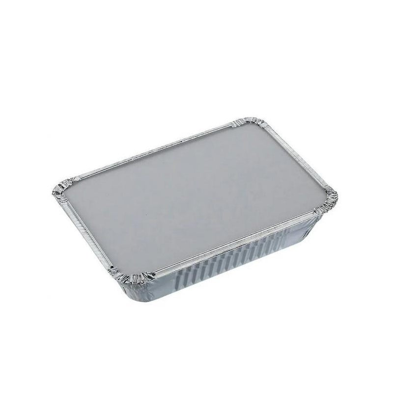 Zestaw 50 aluminiowych tacek z pokrywką - 26,5 x 19,2 x 6,5 cm - 2 000 ml - Aluminiowe naczynie do grillowania do pieczenia/zamrażania/przechowywania