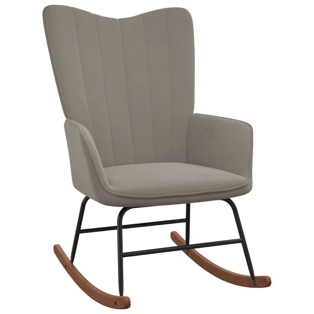 Chaise à bascule | Fauteuil à bascule | Fauteuil de relaxation avec repose-pied Gris clair Velours358866 - 5