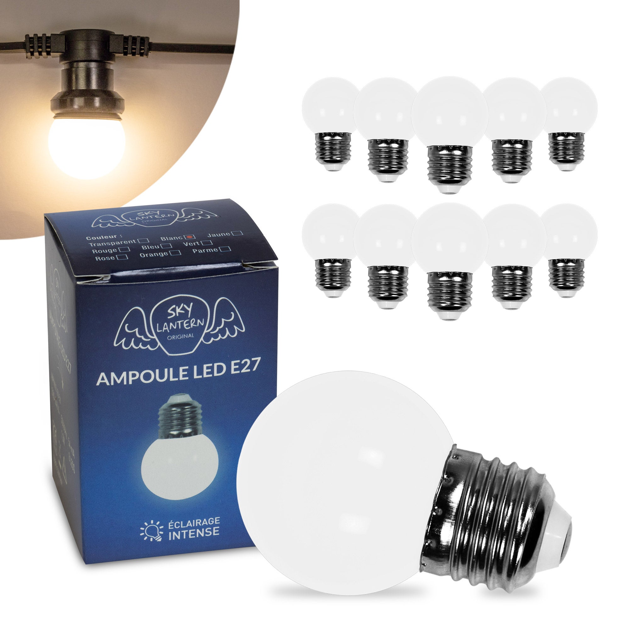 Lot de 10 Ampoules Guirlande Guinguette Led E27 Blanc Chaud - 1.5W ...