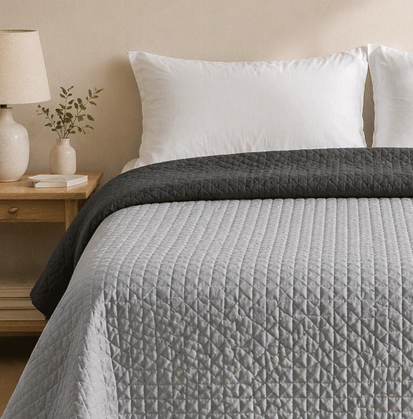 Colcha Bicolor Reversible Gris/Antracita Cama 180cm Donegal Collections - 7