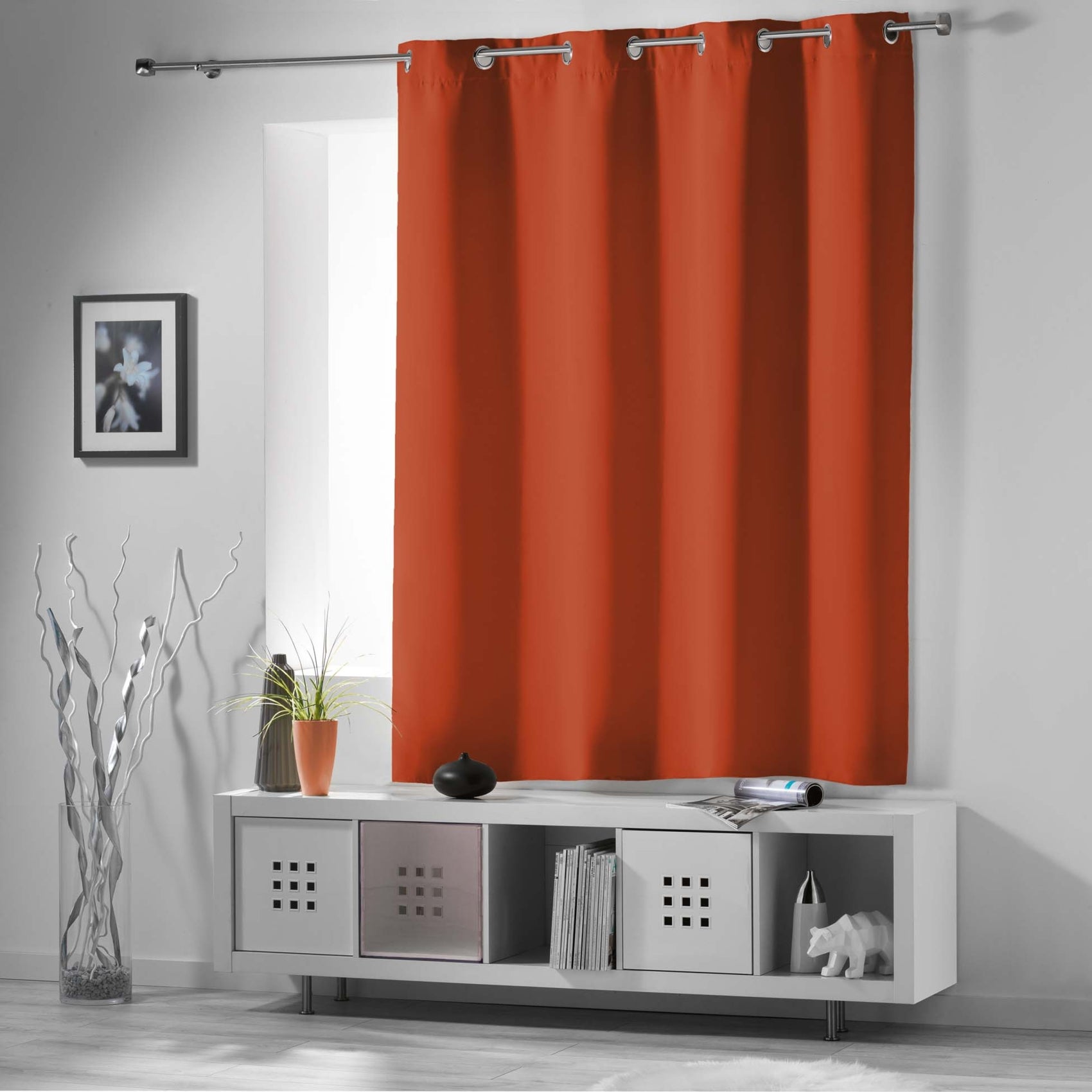 Rideau court obscurcissant 90 % adapté radiateur - Terracotta - 135x180 ...