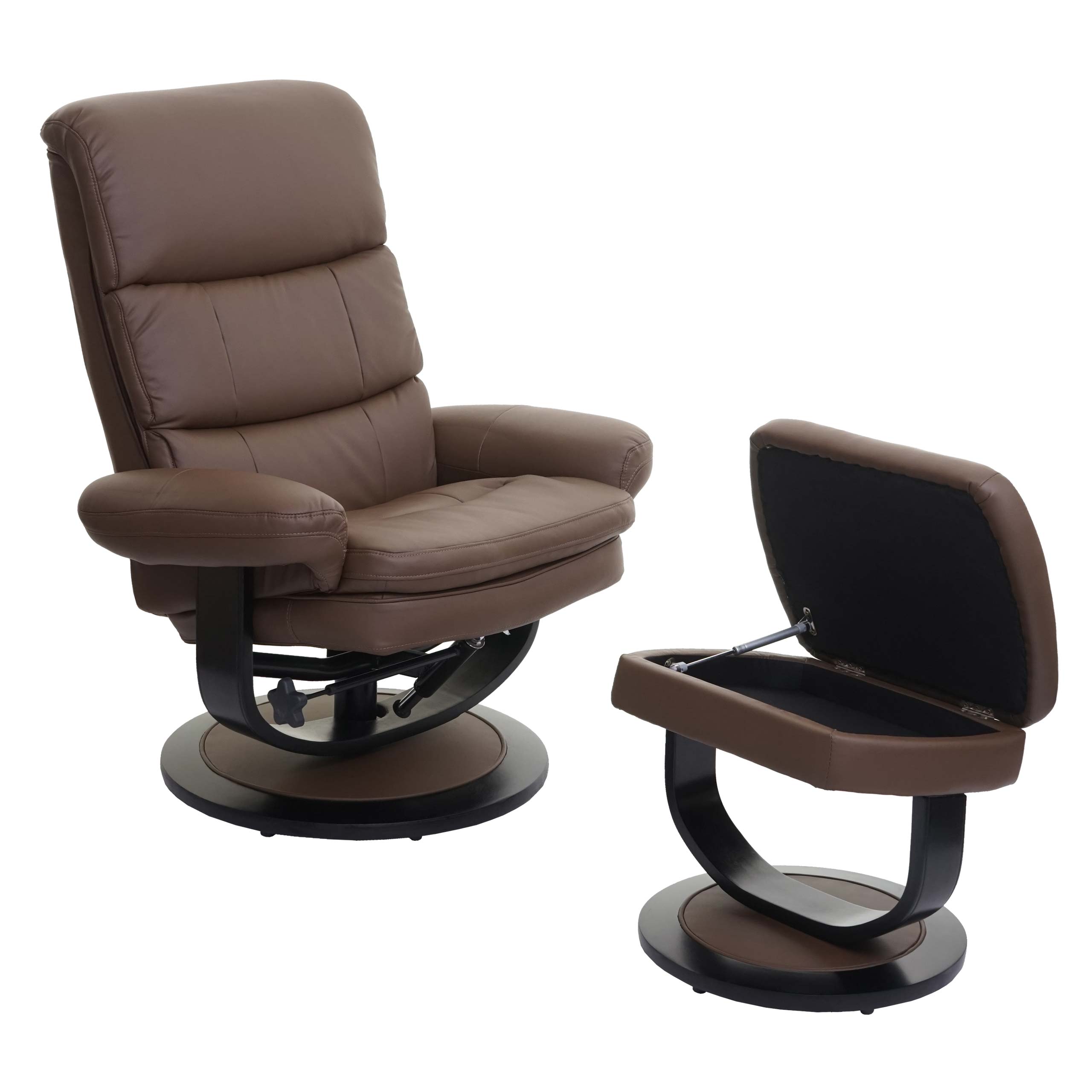 Sillón relax tv reclinable y reposapiés con compartimento de almacenamiento en sintético marrón topo 04_0002038