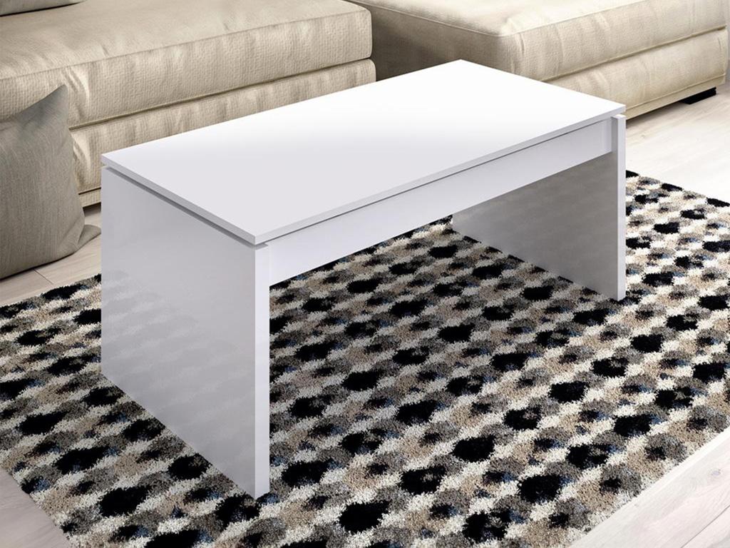 Table basse BASTIAN - Plateau relevable - Coloris blanc - 6