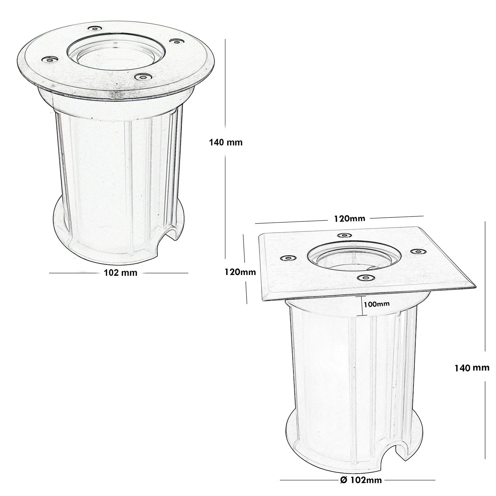 Faretto carrabile calpestabile per esterni stagno IP65 incasso terreno cemento viale giardino attacco lampada GU10 1x60W 230Vac - 4