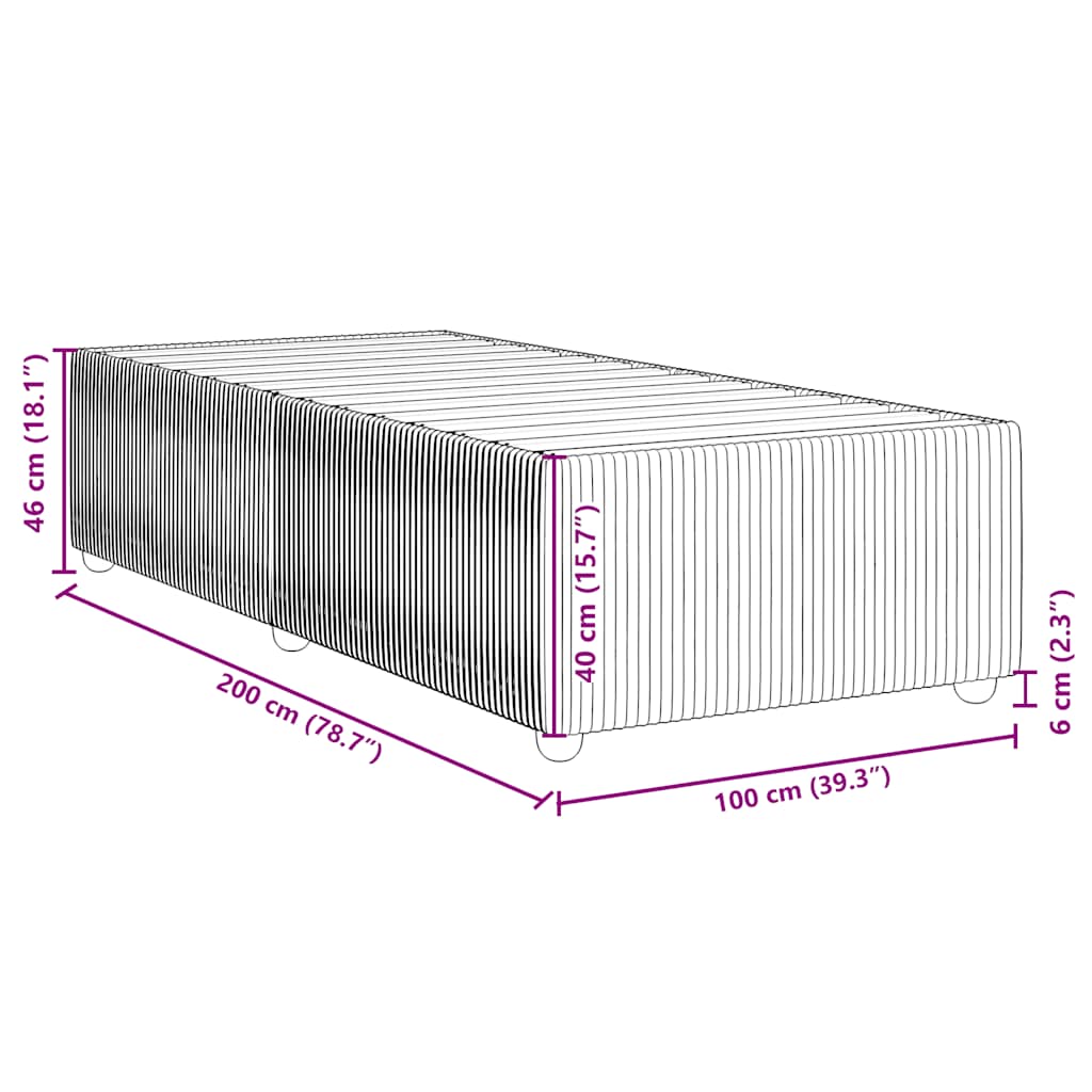 Cadre de lit sans matelas gris foncé 100x200 cm velours - 9