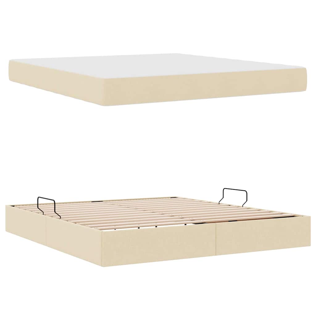 Lit avec rangement et matelas crème 160 x 200 cm polyester - 8