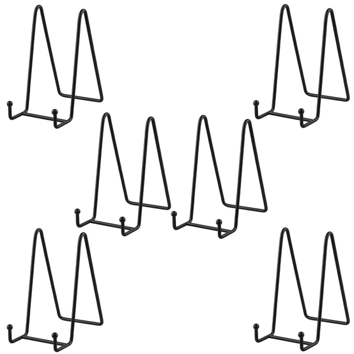 Stojak na talerze w stylu sztalugi - Dekoracyjny stojak metalowy (6 sztuk) - Ramka na zdjęcia na biurko - Żelazo - Czarny - 20,3 cm