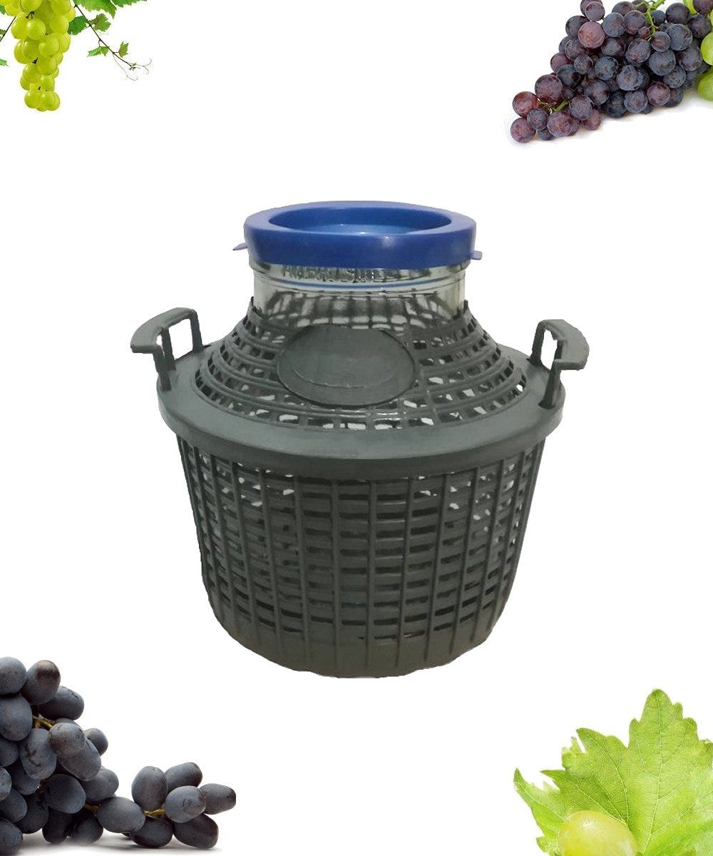 Damigiana In Vetro Da 25 Litri - Bocca Larga Con Cesto E Tappo In Plastica - Foto 2