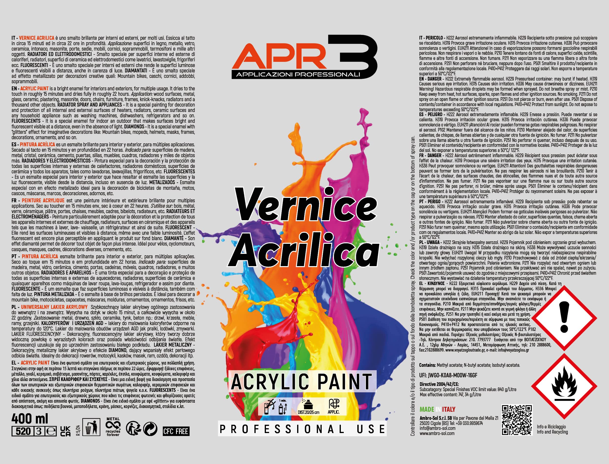 APR3 S4001013 - Smalto Acrilico Spray Multiuso, Bianco Perla, 400 ml, 1 Pezzo - 2