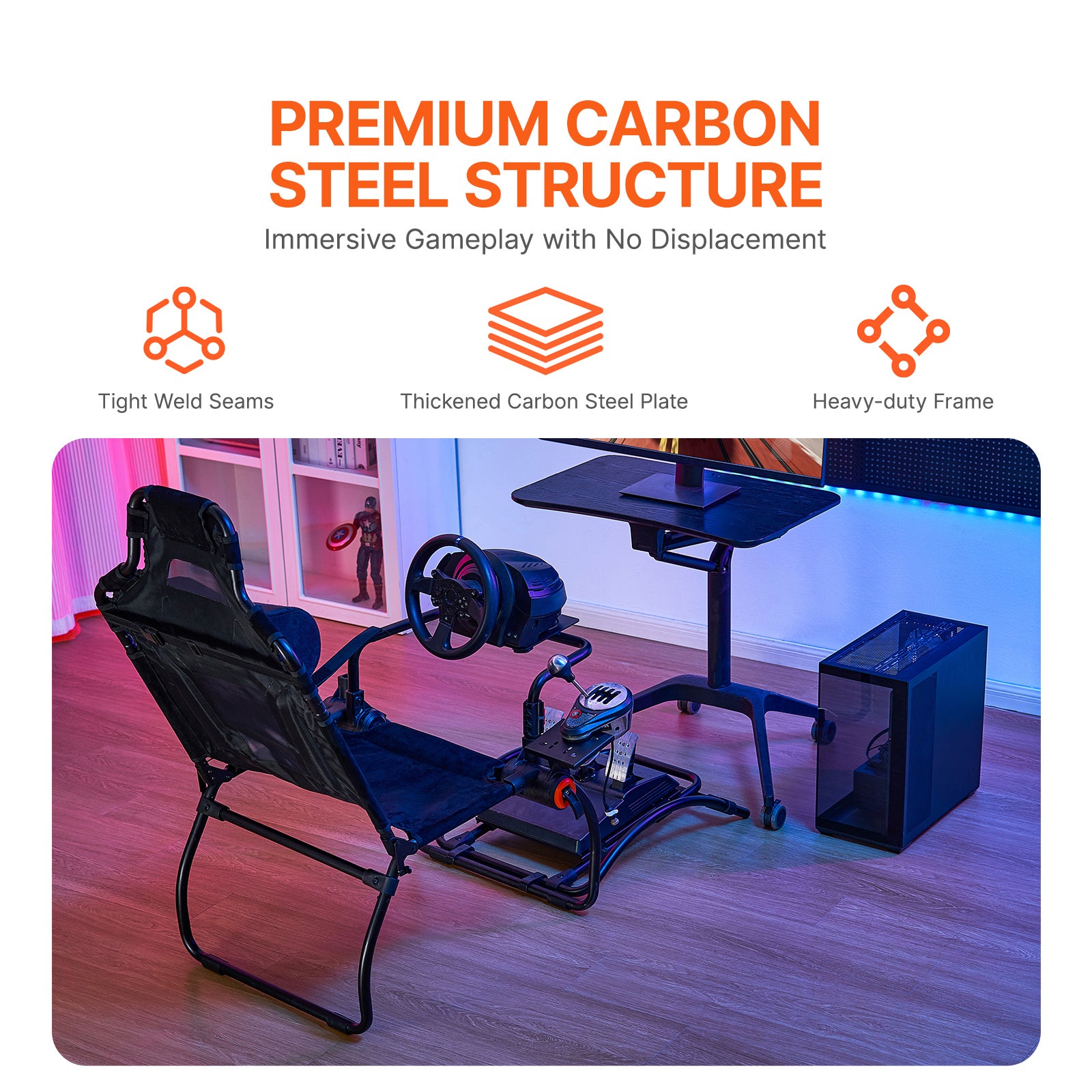 Support de Volant Pliable SucceBuy pour Logitech G923/G920/G29, Structure Acier, Réglage d’Angles du Volant et des Pédales, T248P - 5