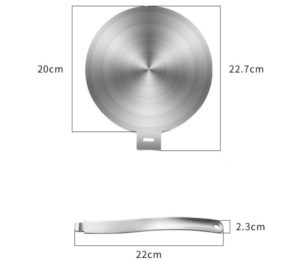 Adaptateur à induction, disque convertisseur pour plaque de cuisson à induction, plaque de diffusion de chaleur avec poignée et base séparables 20 cm - 5