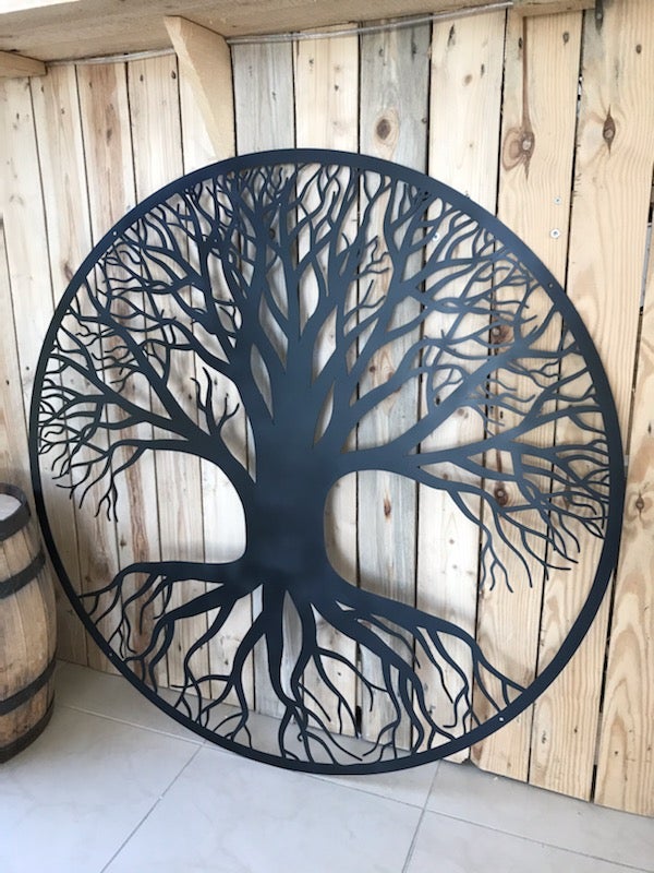 Arbre de vie 100 cm mural en métal, NOIR THERMOLAQUÉ, intérieur et extérieur - 3
