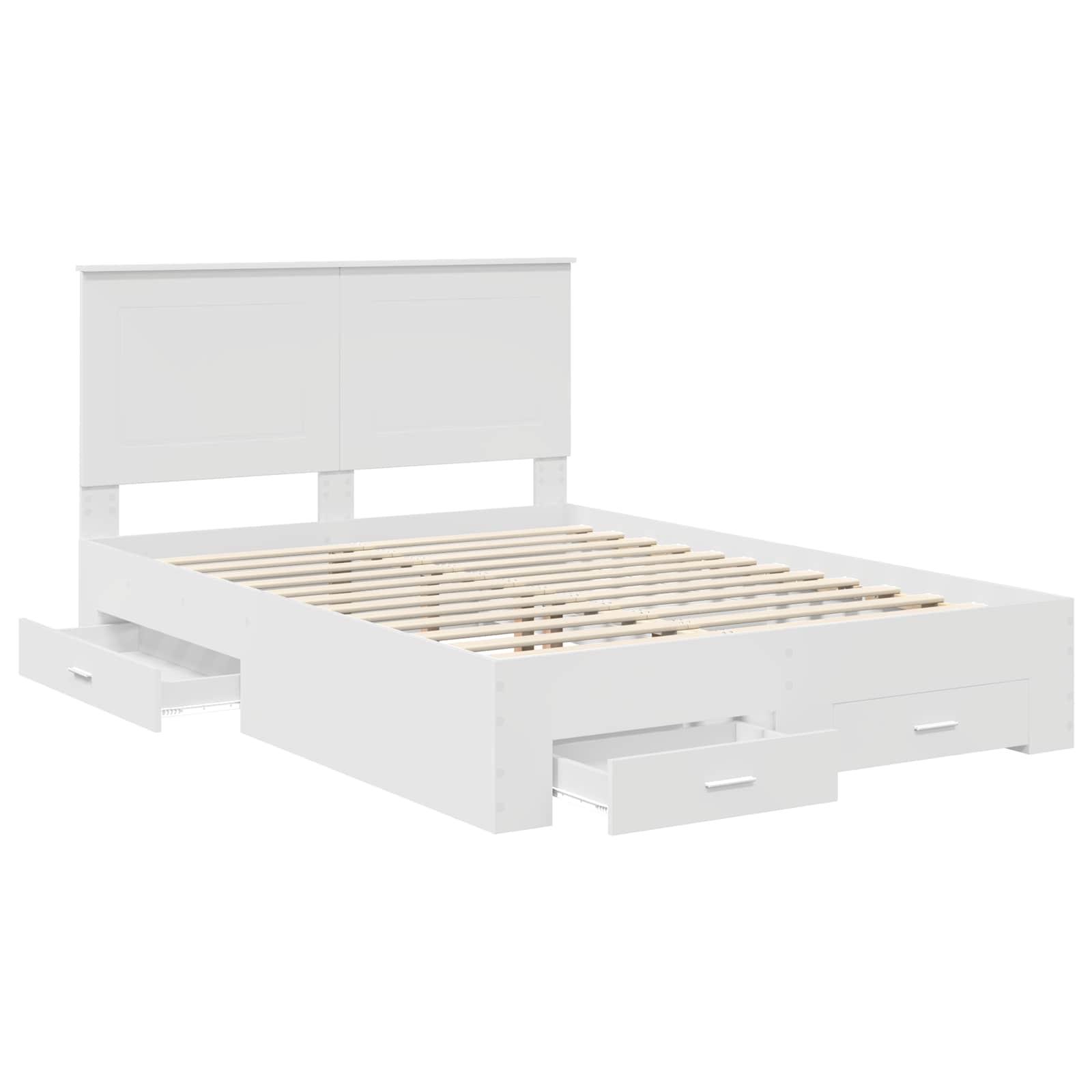 Cadre de lit avec tiroir blanc 140 x 190 cm panneau de bois - 5