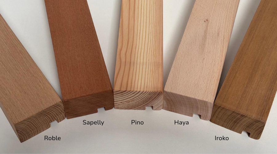 Mamperlán macizo de madera de iroko. dimensiones 2200x70x45mm