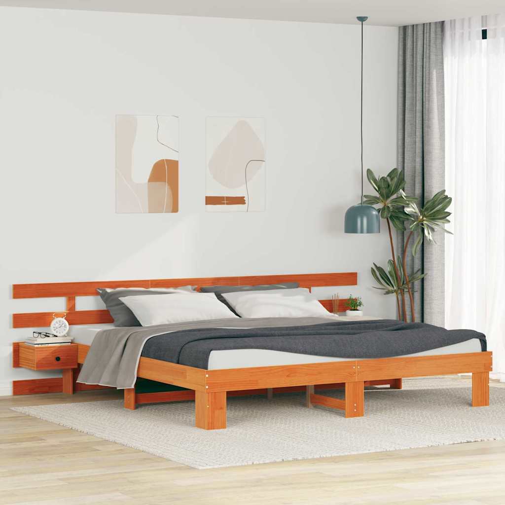 Ramka łóżka Brązowy 200 x 200 cm Lite drewno sosnowe vidaXL