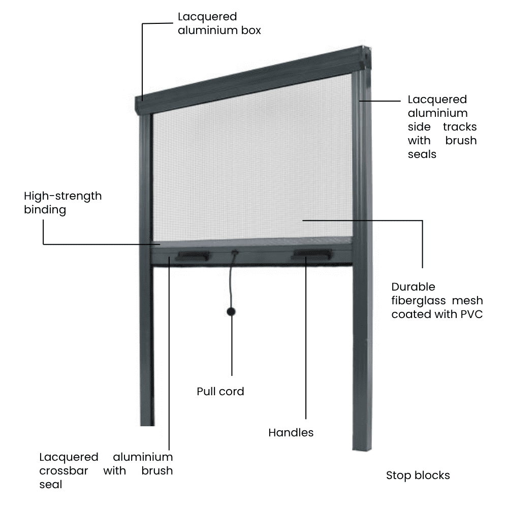 Moustiquaire 130x80 cm à enroulement vertical pour fenêtre alu gris RAL 7016 – Eco – AVOSDIM - 6