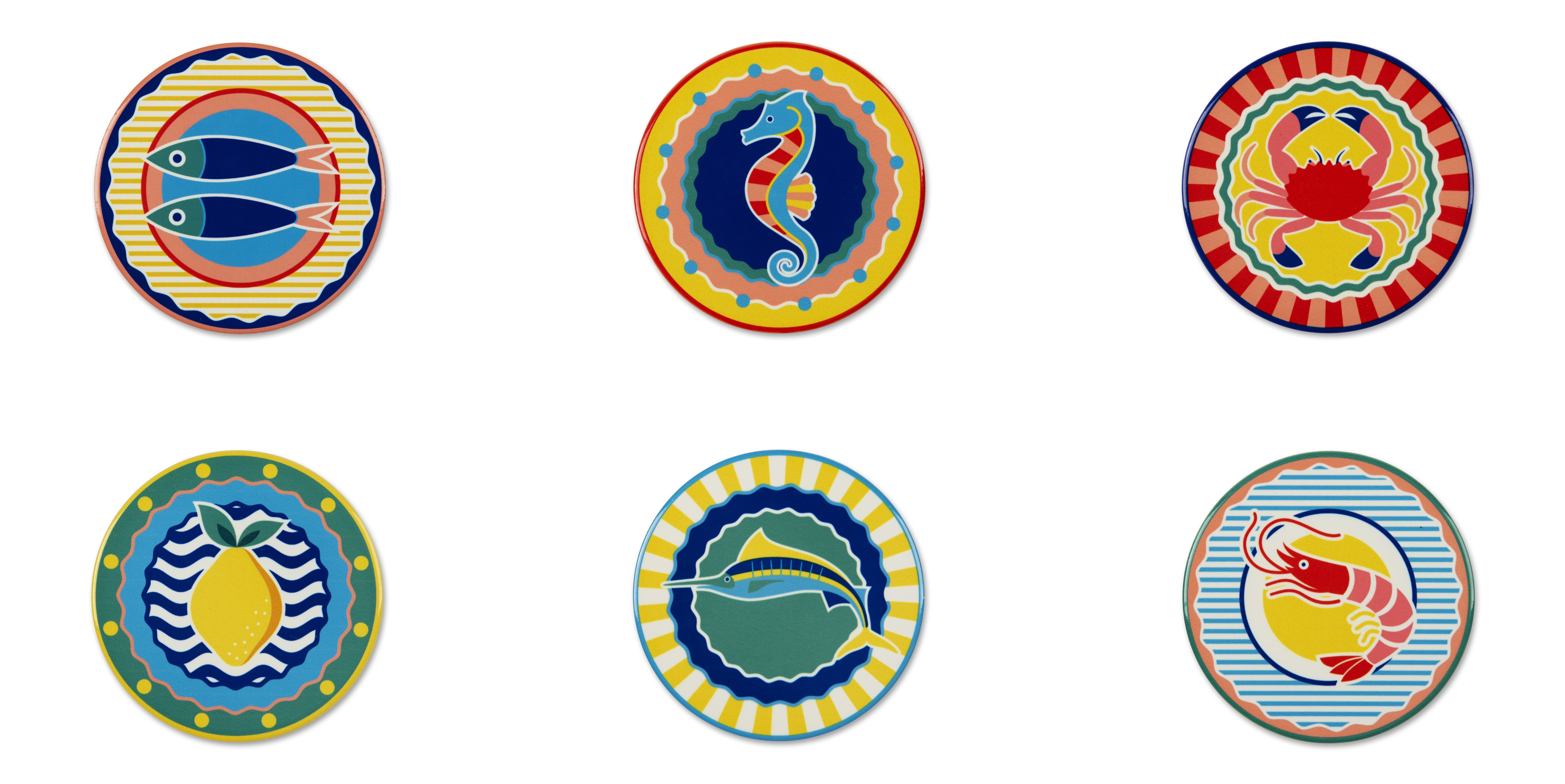 Set Tovagliette All'americana Blue Italian Pimpernel - Sottobicchieri In MDF Con Set 6 Sottobicchieri Decorativi