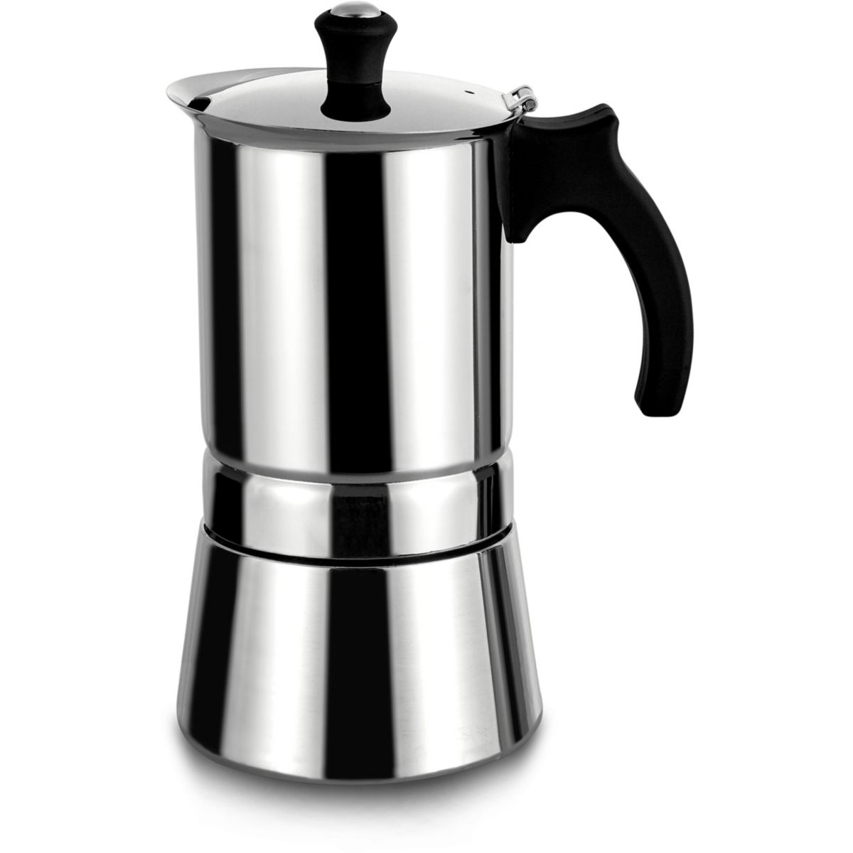 Cafetière Italienne 6 Tasses Prandelli Dolcevita - 550ml Acier Inox 18/10 Induction Avec Poignée Silicone Anti-Brulure