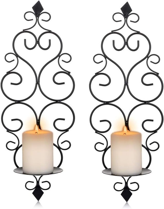 Conjunto Castiçais para Velas Votivas Candelabro Suporte Vela Parede Mural em Metal Castiçal para Parede Quarto Casa Banho Sala Estar Decoração Preto