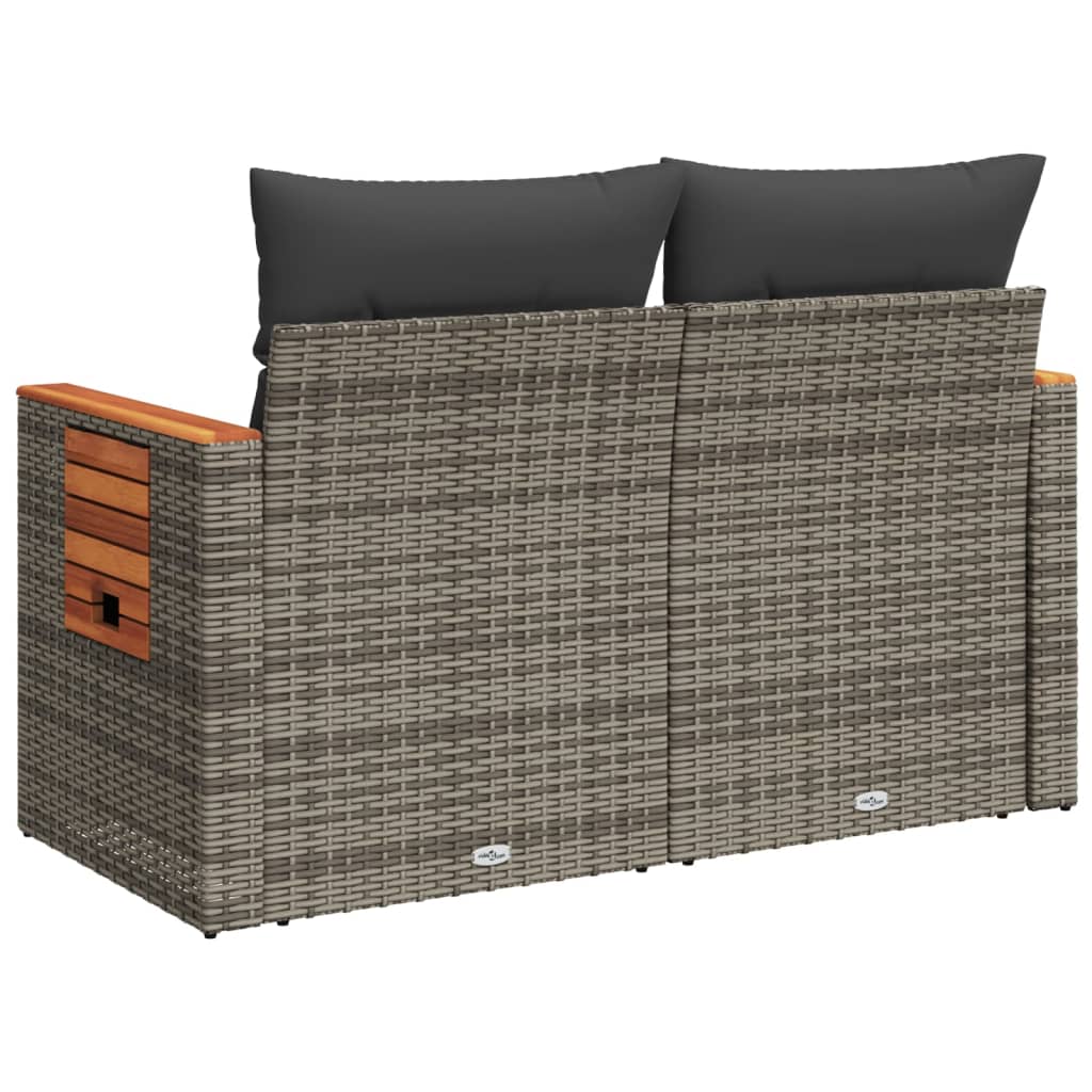 Salon bas de jardin en polyrattan Gris 2 personnes - 7
