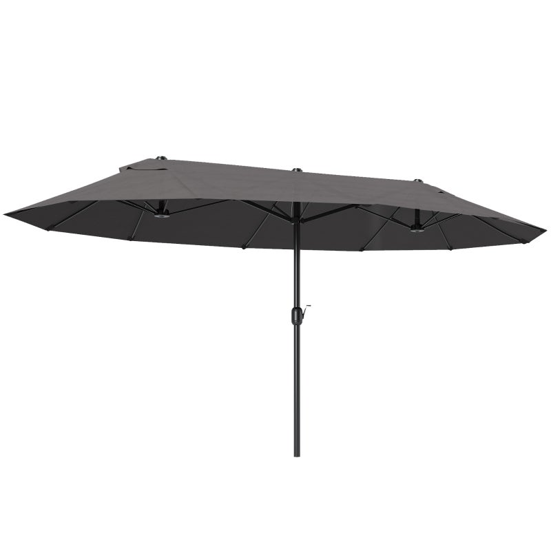 Parasol de jardin double 460 x 270 x 240 cm – Parasol anti-UV avec manivelle pour patio, terrasse et piscine – Gris - 2