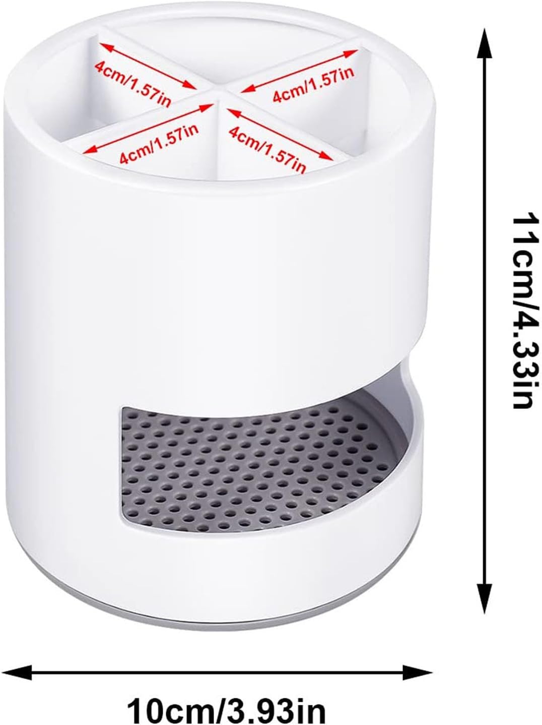 Support brosse à dent plastique blanc avec couvercle bambou 4 trous