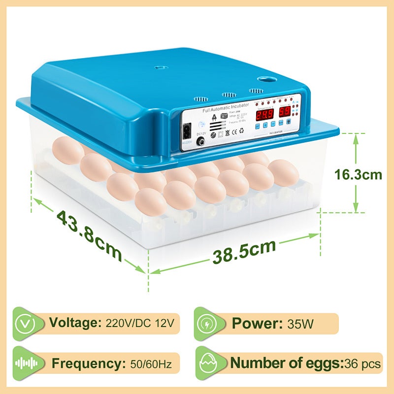 Incubateur Automatique 24 Œufs LCD – Rotation Auto, Contrôle Température Numérique, Pour Poules, Canards, Oies, Cailles