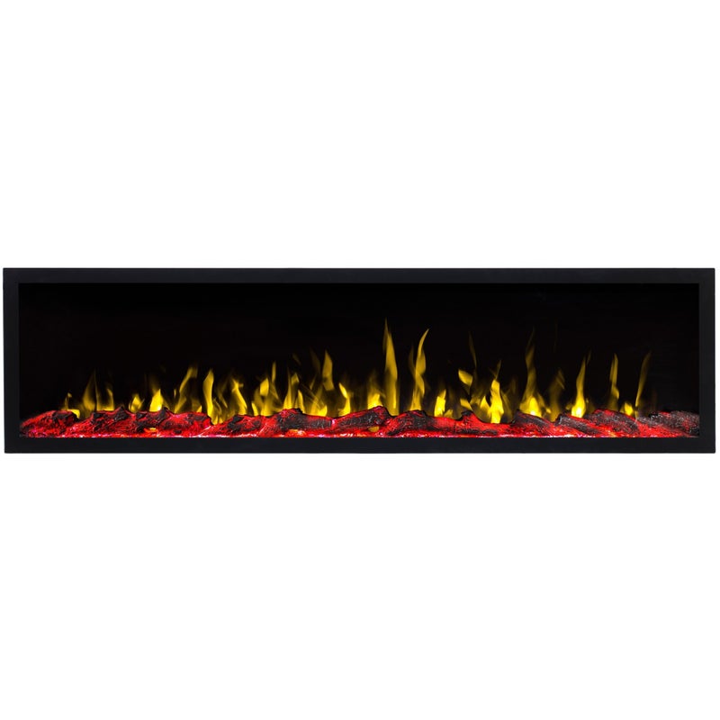 Kominek elektryczny AFLAMO Pride S165 - ogień premium - na ścianę i do zabudowy - 165x42x13 cm - dekoracyjny kominek LED bez grzania