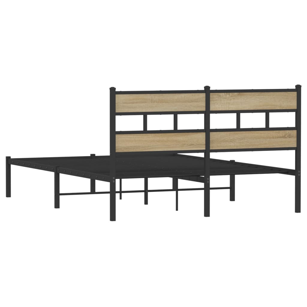 Cadre de lit en métal sans matelas chêne 160 x 200 cm - 6