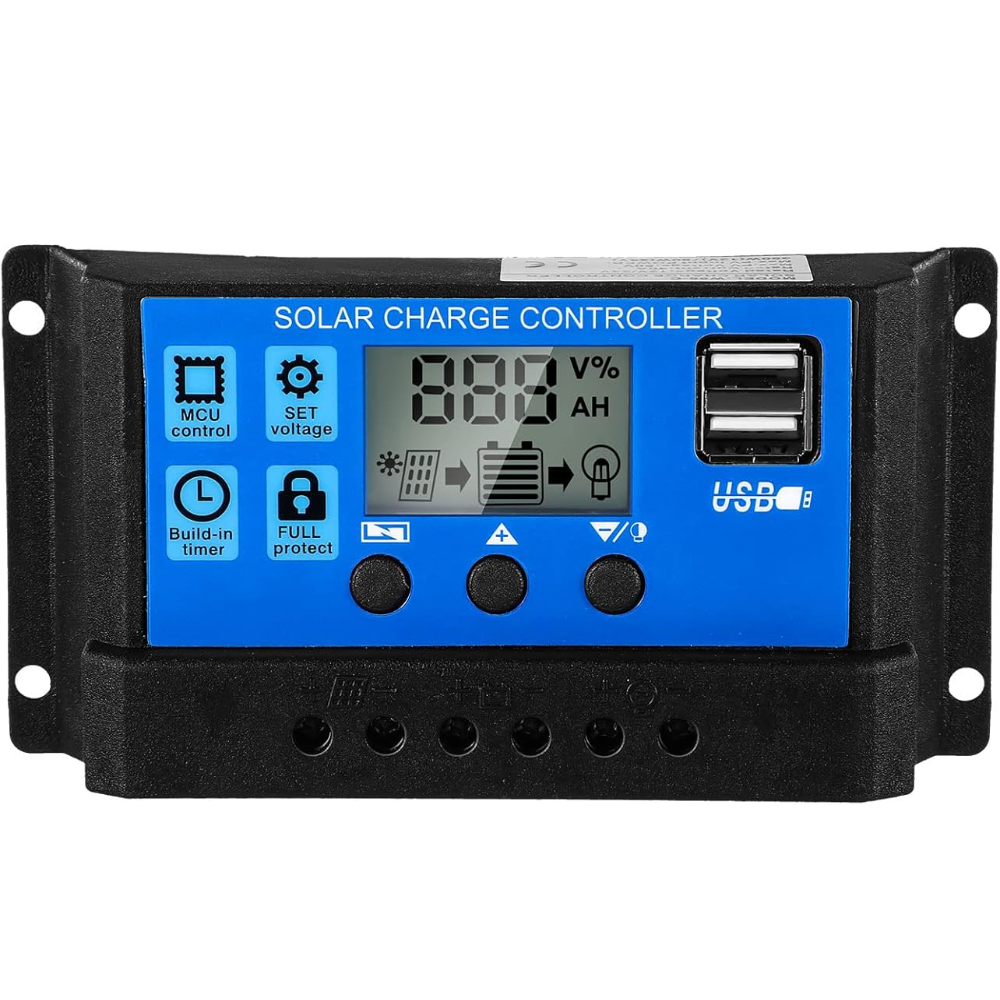 Kontroler ogniw słonecznych 12V/24V, kontroler ładowania paneli słonecznych, regulator napięcia z regulowanym wyświetlaczem LCD, timer, (10A)
