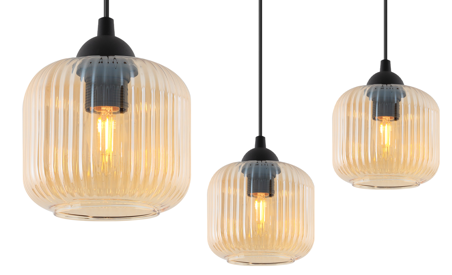 Lampa sufitowa wisząca Riffle loft 3xE27 klosz walec miodowy Light Home LH - 5