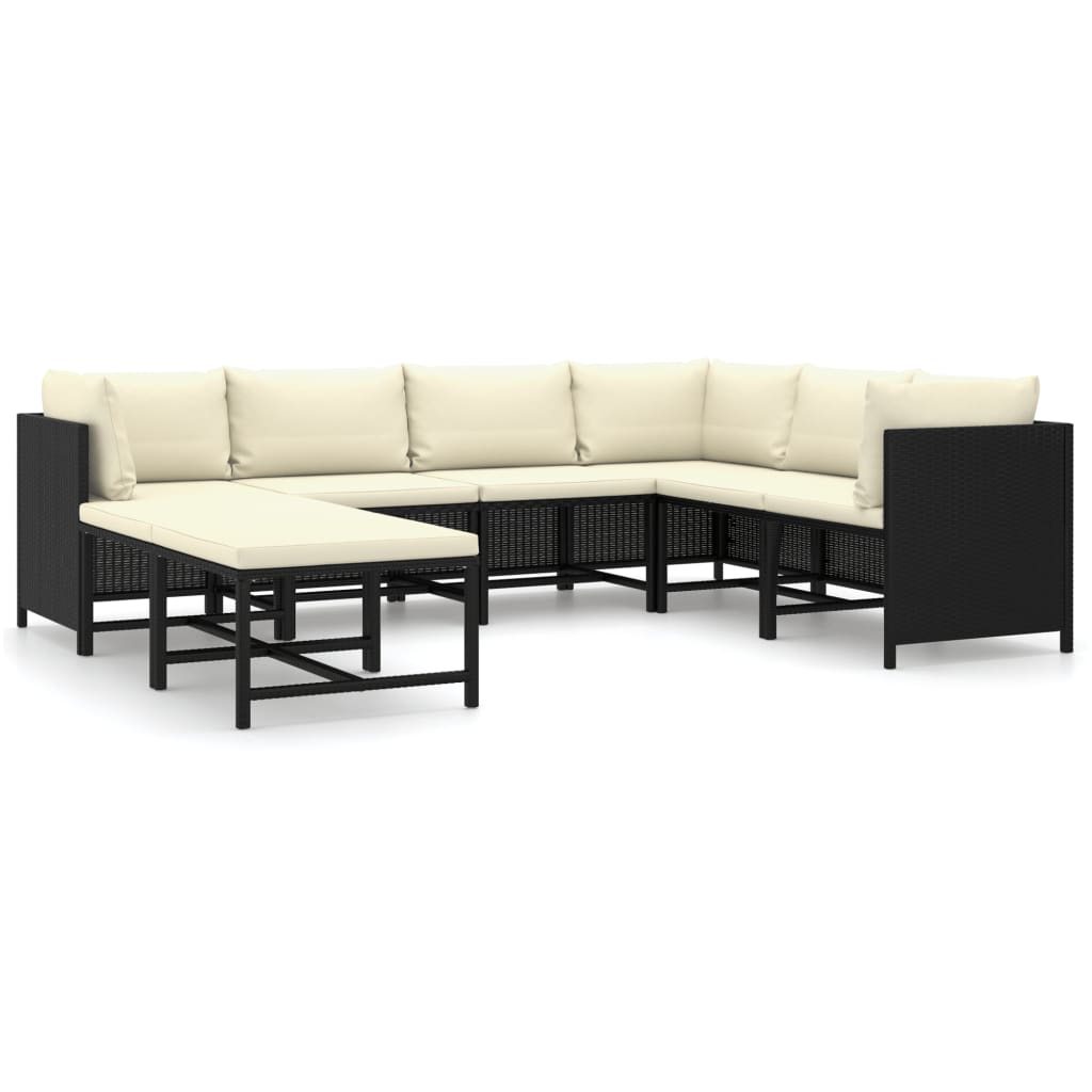 Maison Exclusive - Set Divani da Giardino 8 pz con Cuscini in Polyrattan Nero - 2