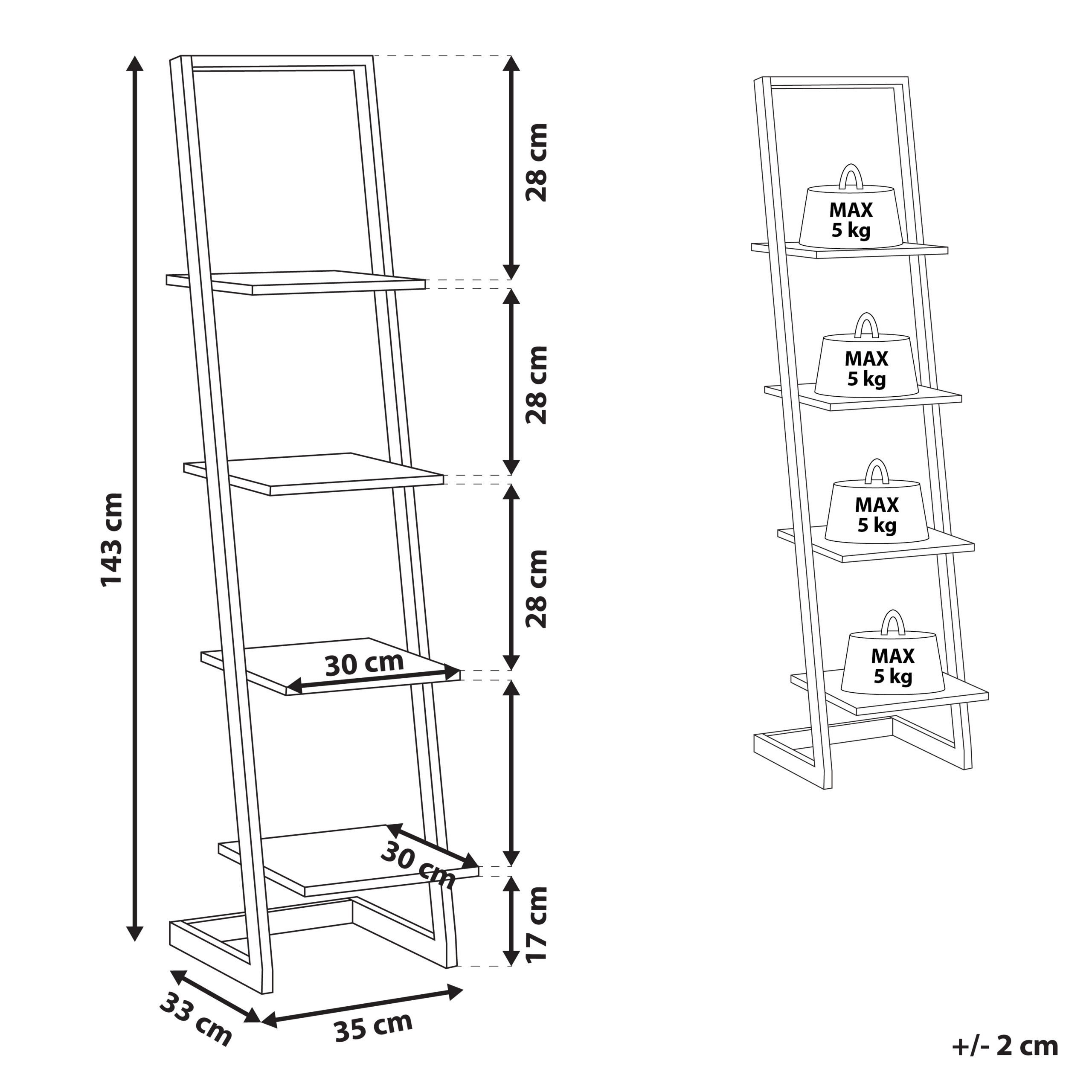 Libreria a 4 ripiani JOPLIN 143 cm Nero - 3