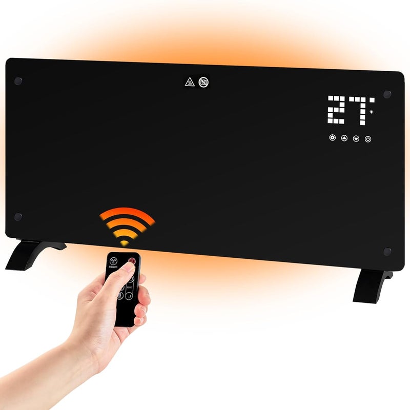 Nettlife Grzejnik elektryczny 2000W, cichy, z pilotem, termostatem, timerem i 2 poziomami mocy.