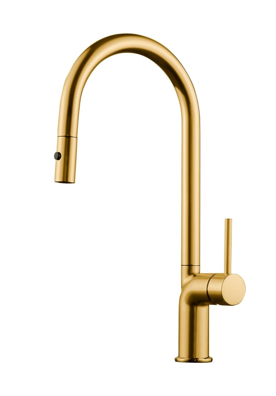 Bateria kuchenna z wyciąganą wylewką 2-funkcyjna maier look szczotkowane złoto