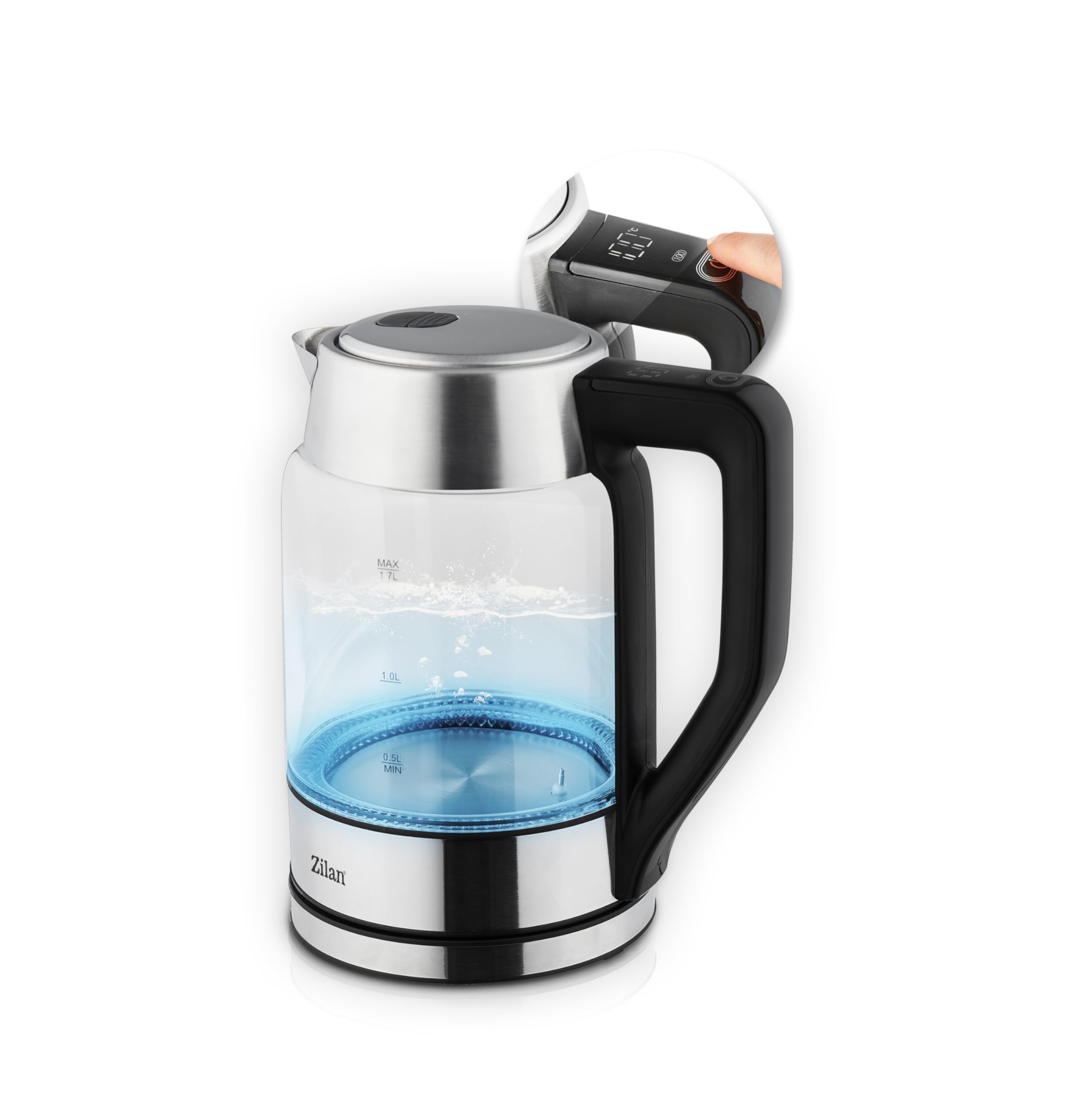 Bollitore Acciaio Inox Bollitore Elettrico Cecotec Thermosense 800 Neo - 1,7 Litri, 2200 W, Regolazione Temperatura 40-100°C, Display Digitale Bollitore In Vetro - Foto 5